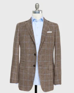 Virgil No. 2 Jacket In Brown Mix/Blue/Bone Windowpane Hopsack -ULLA JOHNSON || Joseph || A.P.C. Sales Store S70513 40