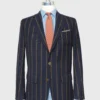 Ghost Blazer In Navy/Green/Orange Stripe High-Twist