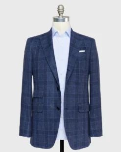 Virgil No. 2 Jacket In Blue/Navy Windowpane Twill -ULLA JOHNSON || Joseph || A.P.C. Sales Store S70517 67