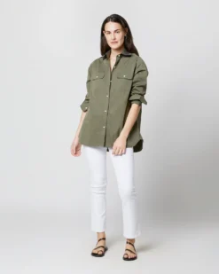 Safari Shirt In Olive Poplin -ULLA JOHNSON || Joseph || A.P.C. Sales Store S70637 5737
