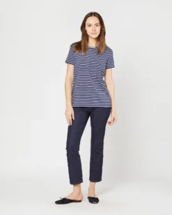 Short-Sleeved Relaxed Tee In Navy/White Stripe Jersey -ULLA JOHNSON || Joseph || A.P.C. Sales Store S70648 5685