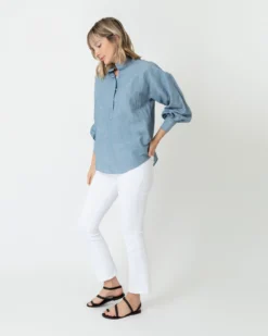Anaya Popover Shirt In Extra Light Washed Cotolino Chambray -ULLA JOHNSON || Joseph || A.P.C. Sales Store S70927 2