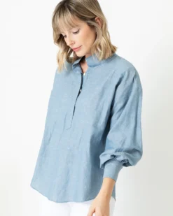 Anaya Popover Shirt In Extra Light Washed Cotolino Chambray -ULLA JOHNSON || Joseph || A.P.C. Sales Store S70927 6