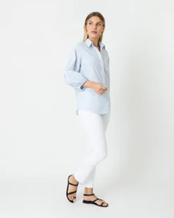 Isla Shirt In Steel Blue/White Stripe Chambray -ULLA JOHNSON || Joseph || A.P.C. Sales Store S70935 5