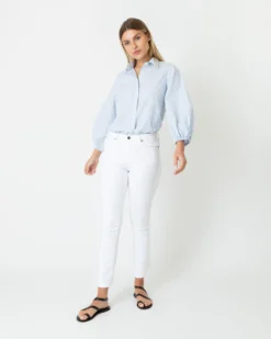 Isla Shirt In Steel Blue/White Stripe Chambray -ULLA JOHNSON || Joseph || A.P.C. Sales Store S70935 8