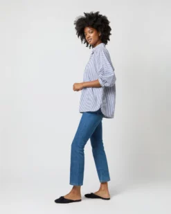 Volume Kimono Shirt In Blue/White Stripe Chambray -ULLA JOHNSON || Joseph || A.P.C. Sales Store S70948 2235