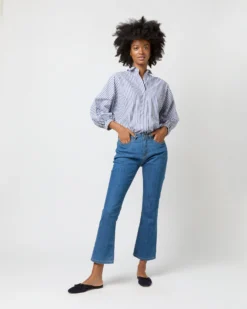 Volume Kimono Shirt In Blue/White Stripe Chambray -ULLA JOHNSON || Joseph || A.P.C. Sales Store S70948 2303