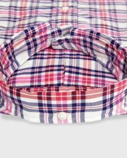 Button-Down Sport Shirt In Berry/Red/Navy Plaid Poplin -ULLA JOHNSON || Joseph || A.P.C. Sales Store S70966 298