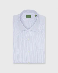 Spread Collar Dress Shirt In Pink/Blue/Olive Hairline Stripe Poplin