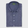 Button-Down Sport Shirt In Blue/Brown/Orange Check Poplin