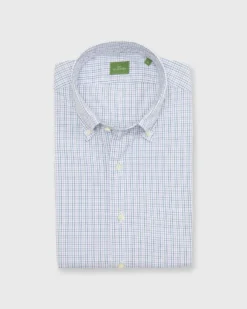 Button-Down Sport Shirt In Lavender/Navy/Forest Tattersall Poplin