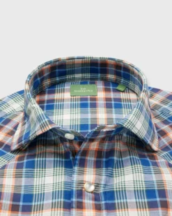 Western Work Shirt In Orange/Blue/Green Plaid Poplin -ULLA JOHNSON || Joseph || A.P.C. Sales Store S71050 279