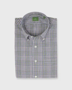 Button-Down Sport Shirt In Olive/Navy/Brown Plaid Poplin