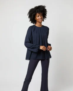 Alex Top In Navy Double Georgette Silk -ULLA JOHNSON || Joseph || A.P.C. Sales Store S71361 1753