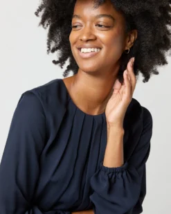 Alex Top In Navy Double Georgette Silk -ULLA JOHNSON || Joseph || A.P.C. Sales Store S71361 1761