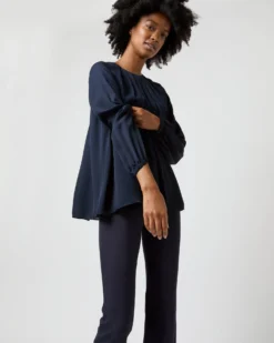 Alex Top In Navy Double Georgette Silk -ULLA JOHNSON || Joseph || A.P.C. Sales Store S71361 1771