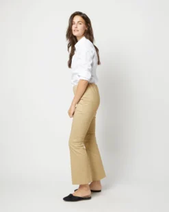 Faye Flare Cropped Pant In Khaki Stretch Sateen -ULLA JOHNSON || Joseph || A.P.C. Sales Store S71365 3076