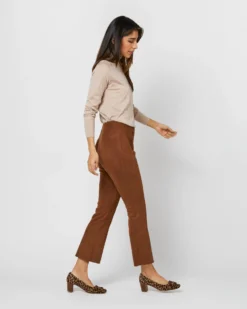 Faye Flare Cropped Seamed Pant In Cognac Vegan Suede -ULLA JOHNSON || Joseph || A.P.C. Sales Store S71368 174