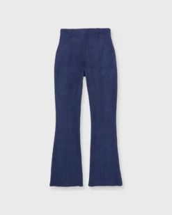 Faye Flare Cropped Seamed Pant In Navy Vegan Suede