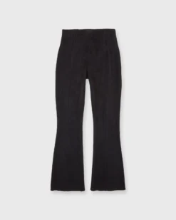 Faye Flare Cropped Seamed Pant In Black Vegan Suede