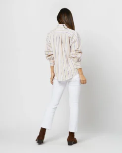 Anaya Popover Shirt In Taupe/White Multi Stripe Poplin -ULLA JOHNSON || Joseph || A.P.C. Sales Store S71371 2105