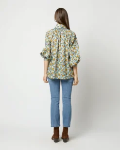 Long-Sleeved Maeve Smocking Top In Blue/Gold Nysa Liberty Fabric -ULLA JOHNSON || Joseph || A.P.C. Sales Store S71377 3477