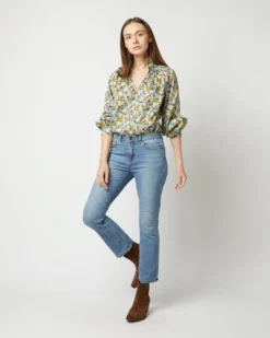 Long-Sleeved Maeve Smocking Top In Blue/Gold Nysa Liberty Fabric -ULLA JOHNSON || Joseph || A.P.C. Sales Store S71377 3574