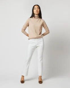 Faye Flare Cropped Pant In Ivory Double-Weave Wool