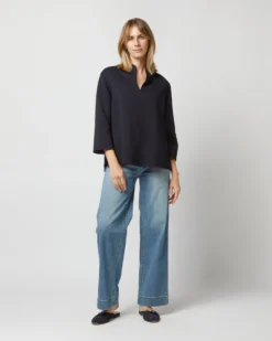 Camilla Top In Navy Double-Weave Wool -ULLA JOHNSON || Joseph || A.P.C. Sales Store S71389 2229