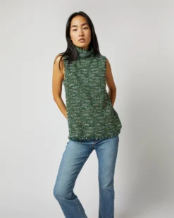 Sleeveless Ana Fringe Top In Green/Pink Tweed -ULLA JOHNSON || Joseph || A.P.C. Sales Store S71405 6154