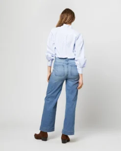 Anaya Popover Shirt In Light Blue Stripe Poplin -ULLA JOHNSON || Joseph || A.P.C. Sales Store S71406 2192