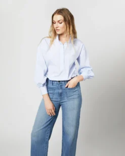 Anaya Popover Shirt In Light Blue Stripe Poplin -ULLA JOHNSON || Joseph || A.P.C. Sales Store S71406 2215