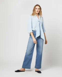 Helene Tie-Neck Blouse In Pale Blue Silk Crepe De Chine -ULLA JOHNSON || Joseph || A.P.C. Sales Store S71408 2375