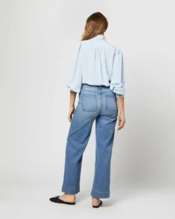 Helene Tie-Neck Blouse In Pale Blue Silk Crepe De Chine -ULLA JOHNSON || Joseph || A.P.C. Sales Store S71408 2384