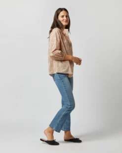 Button-Front Kamille Blouse In Orange Multi Naiad Liberty Fabric -ULLA JOHNSON || Joseph || A.P.C. Sales Store S71455 3792