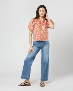 ULLA JOHNSON Imari Top In Orange Blossom Trailing Lotus -ULLA JOHNSON || Joseph || A.P.C. Sales Store S71606 3026