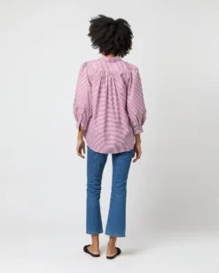 Geraldine Popover Shirt In Red Horizontal Bengal Stripe Poplin -ULLA JOHNSON || Joseph || A.P.C. Sales Store S71621 2446