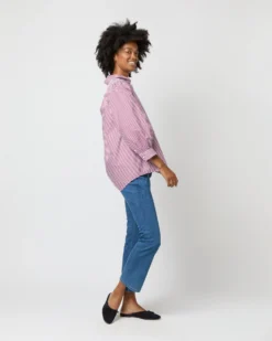 Geraldine Popover Shirt In Red Horizontal Bengal Stripe Poplin -ULLA JOHNSON || Joseph || A.P.C. Sales Store S71621 2453