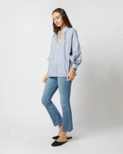 Liya Top In Blue Multi Plaid Poplin -ULLA JOHNSON || Joseph || A.P.C. Sales Store S71626 2573