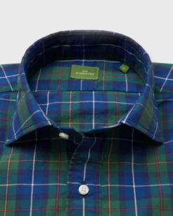 Spread Collar Sport Shirt In Green/Blue/Yellow Plaid Poplin -ULLA JOHNSON || Joseph || A.P.C. Sales Store S71714 258