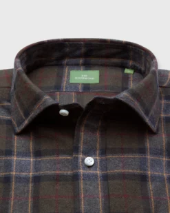 Spread Collar Sport Shirt In Olive/Berry/Scotch Plaid Flannel -ULLA JOHNSON || Joseph || A.P.C. Sales Store S71726 134