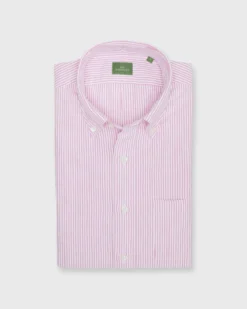 Button-Down Sport Shirt In Berry University Stripe Oxford