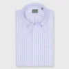 Button-Down Sport Shirt In Lavender/Hunter Wide Stripe Oxford