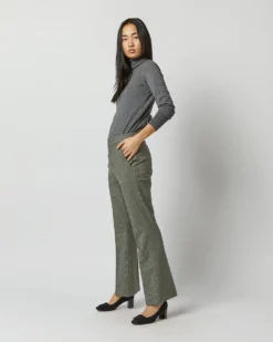 Bella Flare Pant In Green Guncheck Stretch Wool -ULLA JOHNSON || Joseph || A.P.C. Sales Store S71908 4095