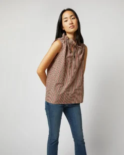 Emilia Top In Red/Brown Check Taffeta -ULLA JOHNSON || Joseph || A.P.C. Sales Store S72050 1351