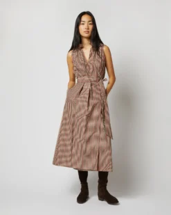 Emilia Top In Red/Brown Check Taffeta -ULLA JOHNSON || Joseph || A.P.C. Sales Store S72050 508