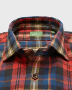 Band-Hem Work Shirt In Red/Khaki/Blue Plaid Brushed Twill -ULLA JOHNSON || Joseph || A.P.C. Sales Store S72069 266