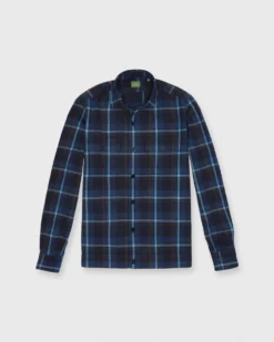 Band-Hem Work Shirt In Blue/Glacier/Olive Plaid Brushed Twill -ULLA JOHNSON || Joseph || A.P.C. Sales Store S72079 48