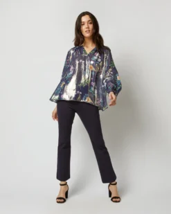 Ariana Blouse In Navy/Metallic Floral Academy Liberty Fabric Lamé -ULLA JOHNSON || Joseph || A.P.C. Sales Store S72084 3836
