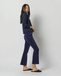 Faye Flare Cropped Pant In Navy Stretch Velveteen -ULLA JOHNSON || Joseph || A.P.C. Sales Store S72085 3795